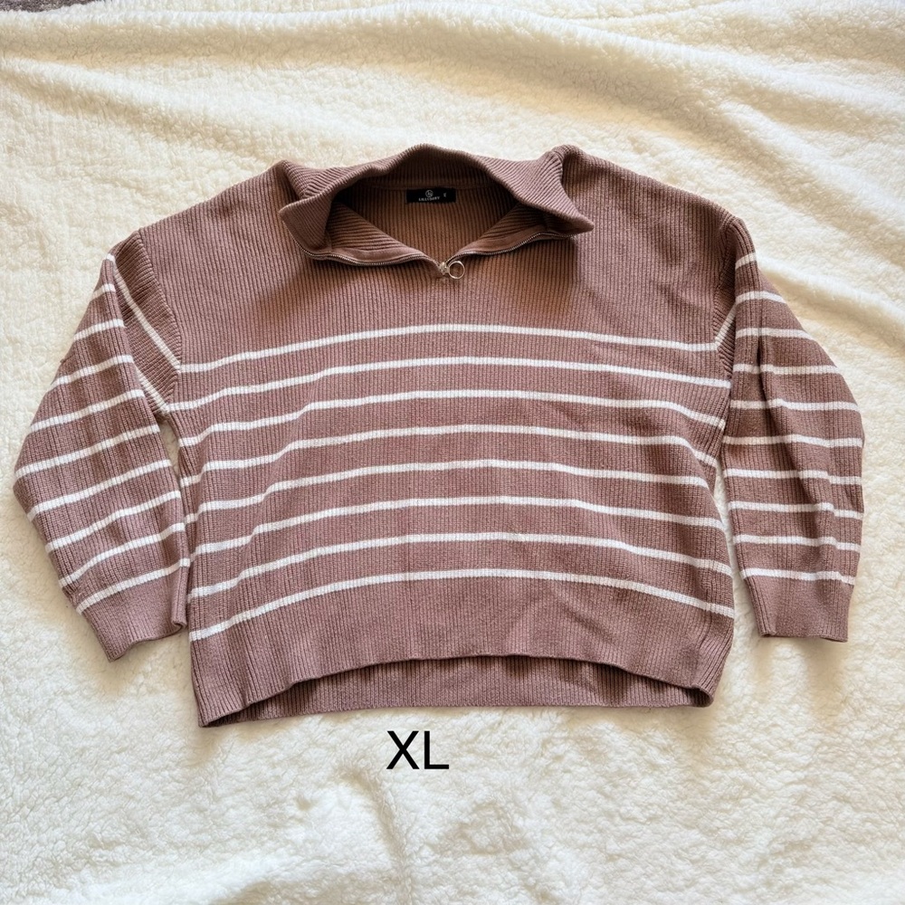 Striped Brown and White Women's Sweater
